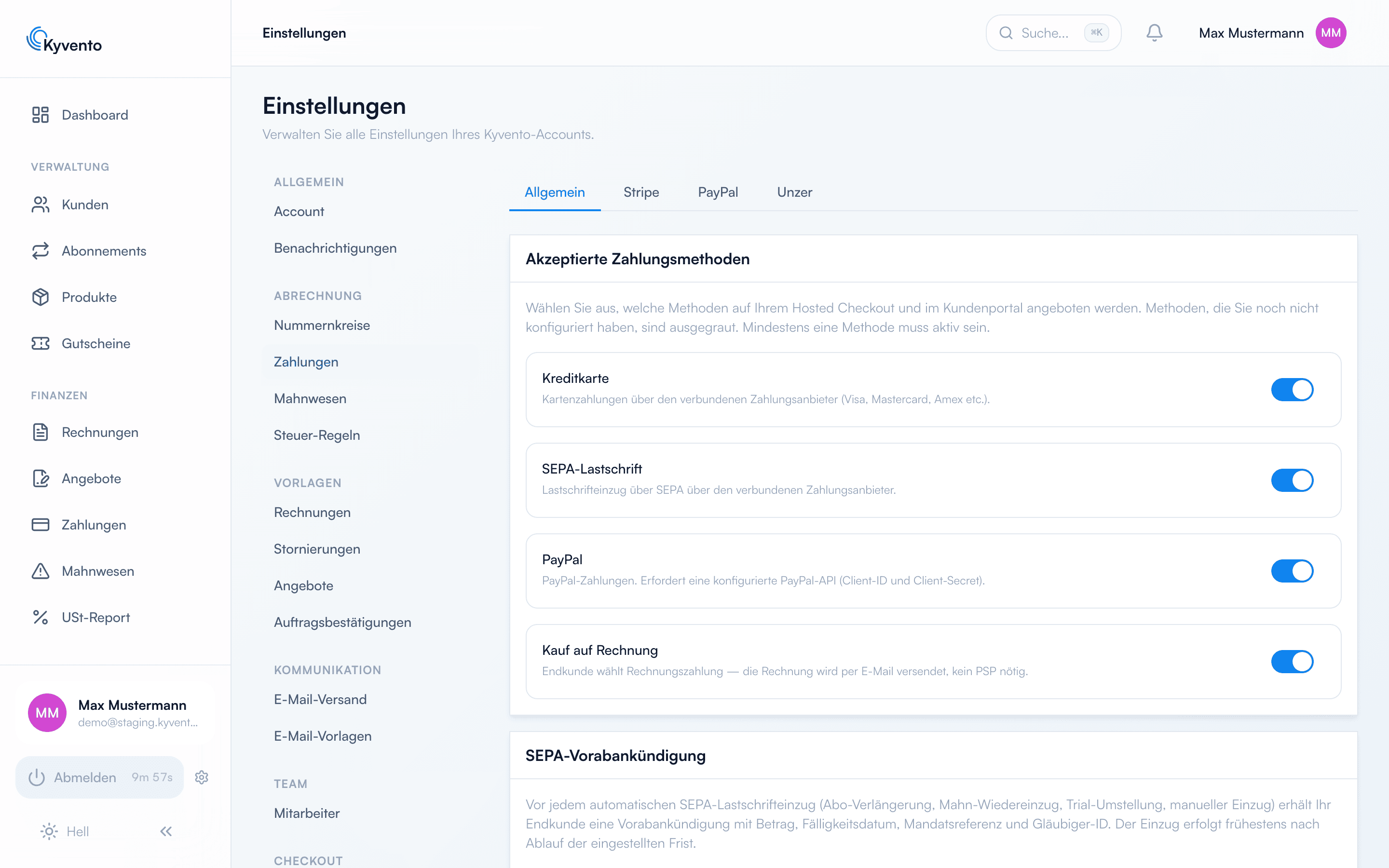 Akzeptierte Zahlungsmethoden mit Kreditkarte und SEPA-Lastschrift